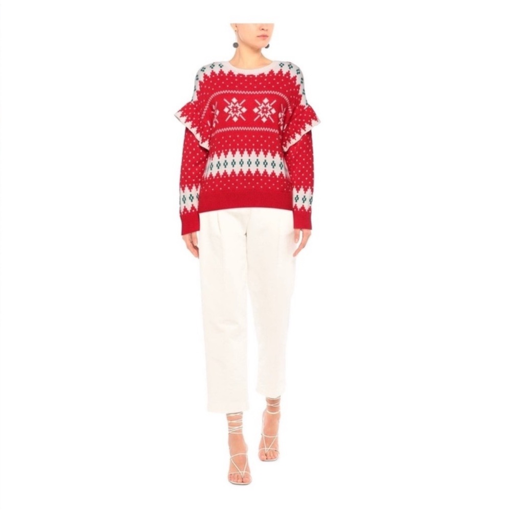 New! NWT VICOLO Italy Winter Snowflake Wool Blend Sweater Pullover - Picture 3 of 9